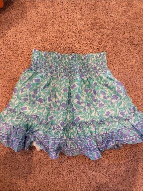 Vineyard Vines Mint Green and Lavender Floral Smocked Mini Skirt